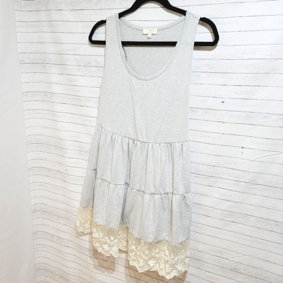 UMGEE GRAY SLEEVELESS TIERED DRESS, W LACE TRIM DETAIL, SZ SMALL - Picture 2 of 8